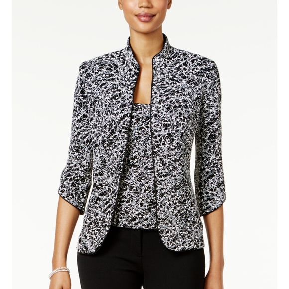 Brand new Macys alex evening black and white glittery blazer and tank - Picture 1 of 3